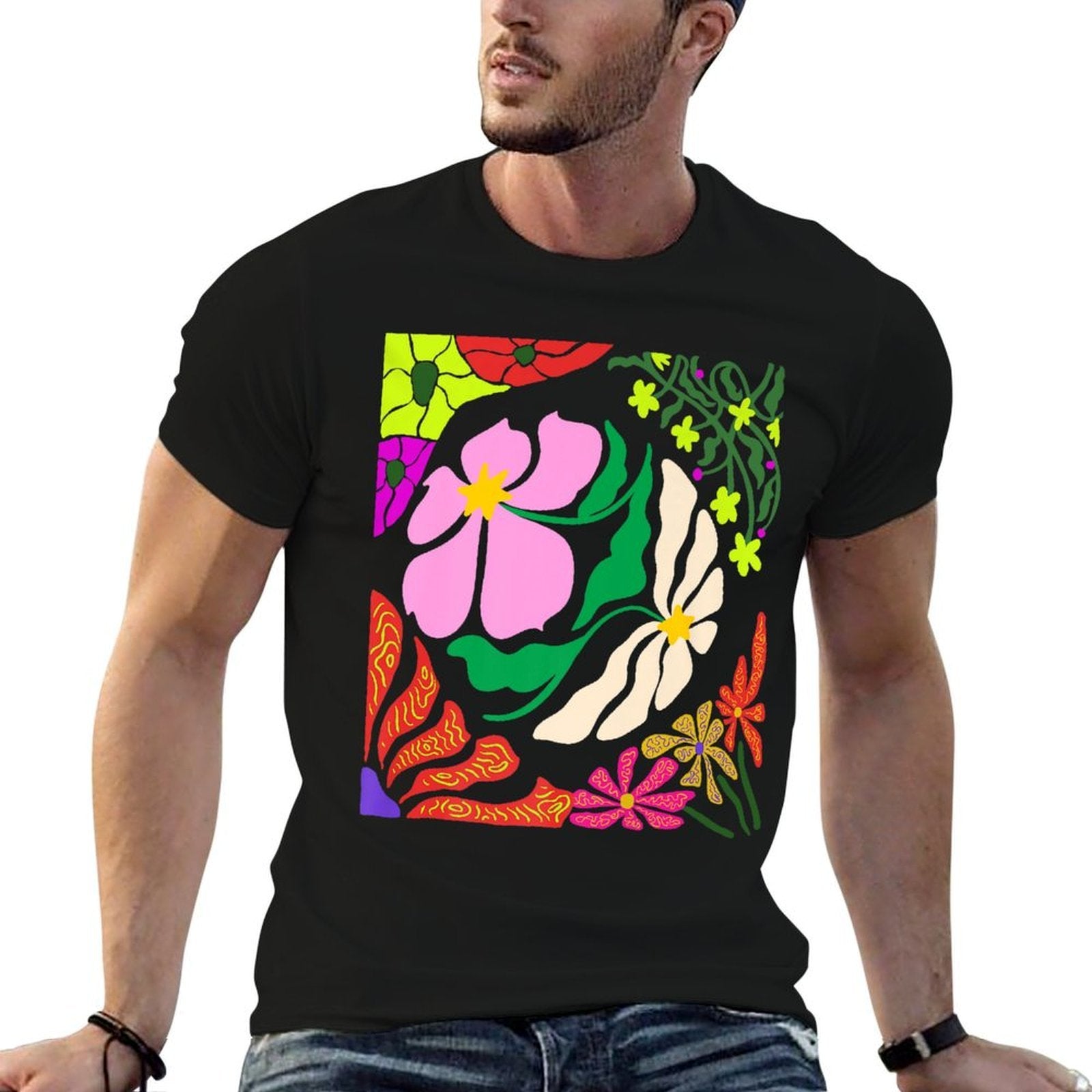 Matisse Inspired Botanical Floral Abstract Pattern Premium Comfortable T-Shirt
