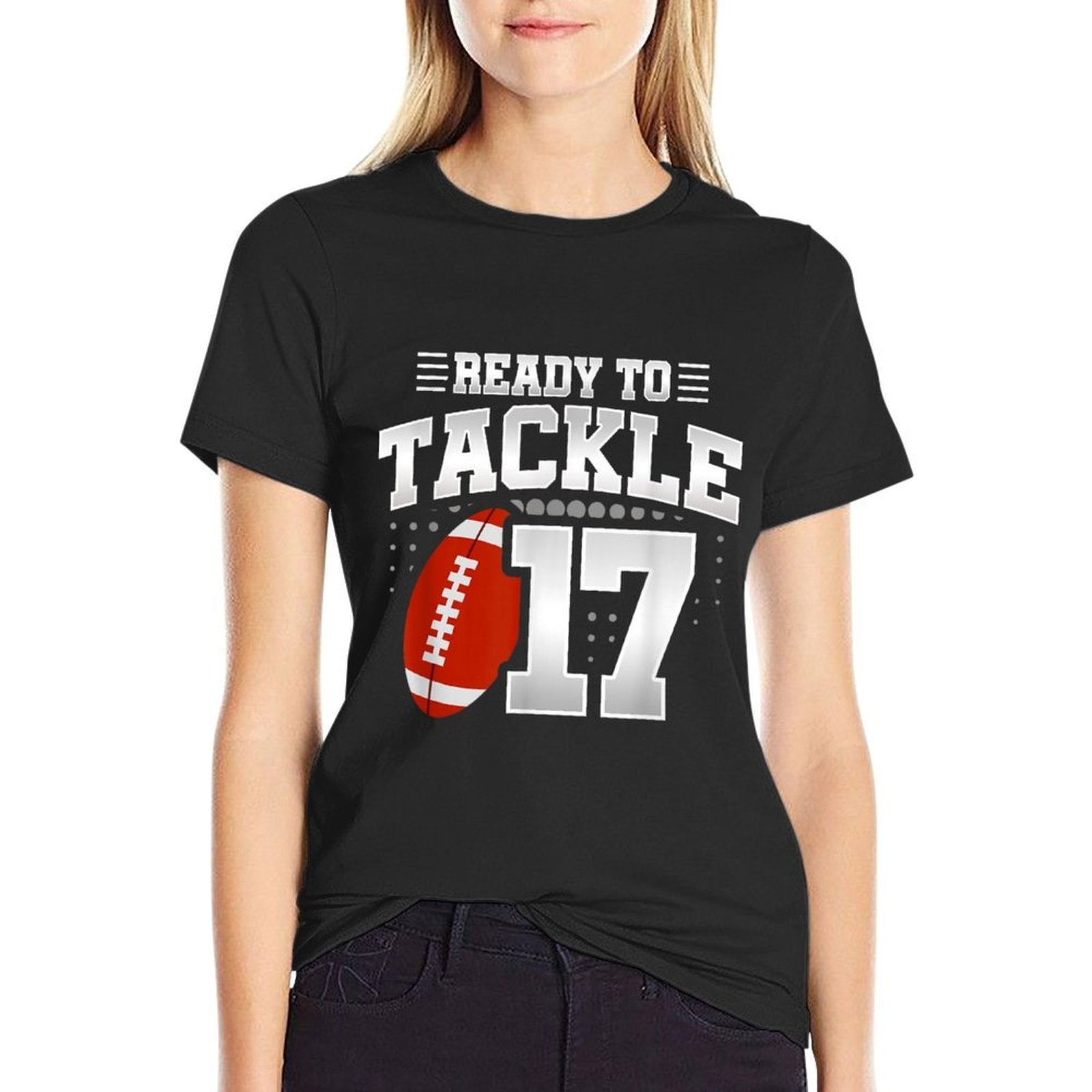 17th Birthday - Football Birthday Party - 17th Birthday  Heathered Texture T-Shirt
