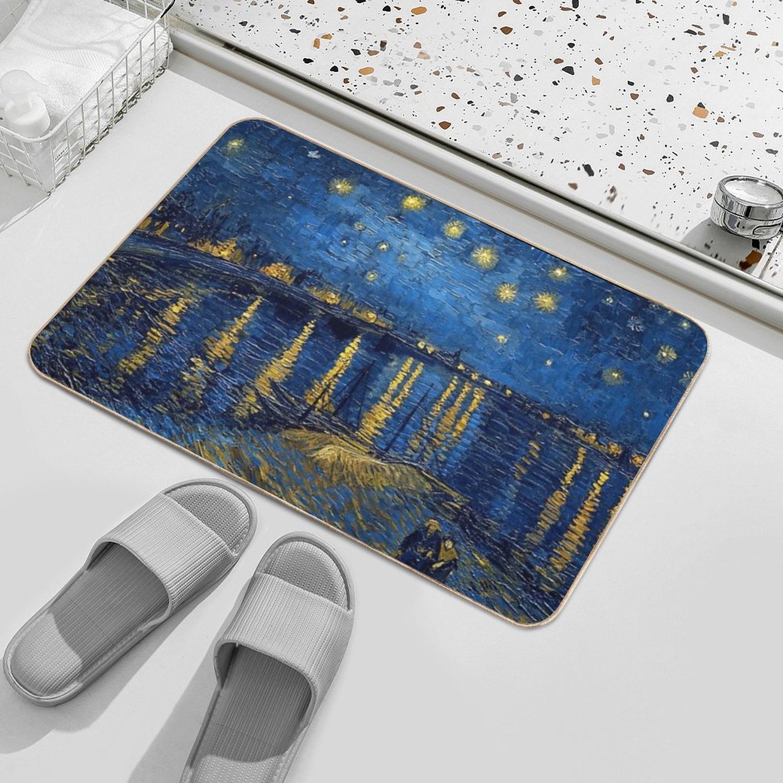 Starry Night Over The Rhone - Van Gogh (Re-edited)  Versatile Bath Mat