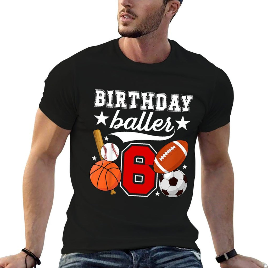 Kids 6th Birthday Sports Birthday Party Six Year Old Boy  Moisture-wicking T-Shirt
