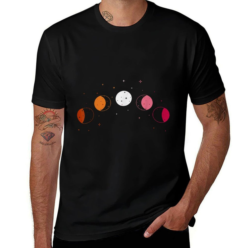 Moon Phases Subtle Lesbian Pride  Summer-ready Fabric T-Shirt