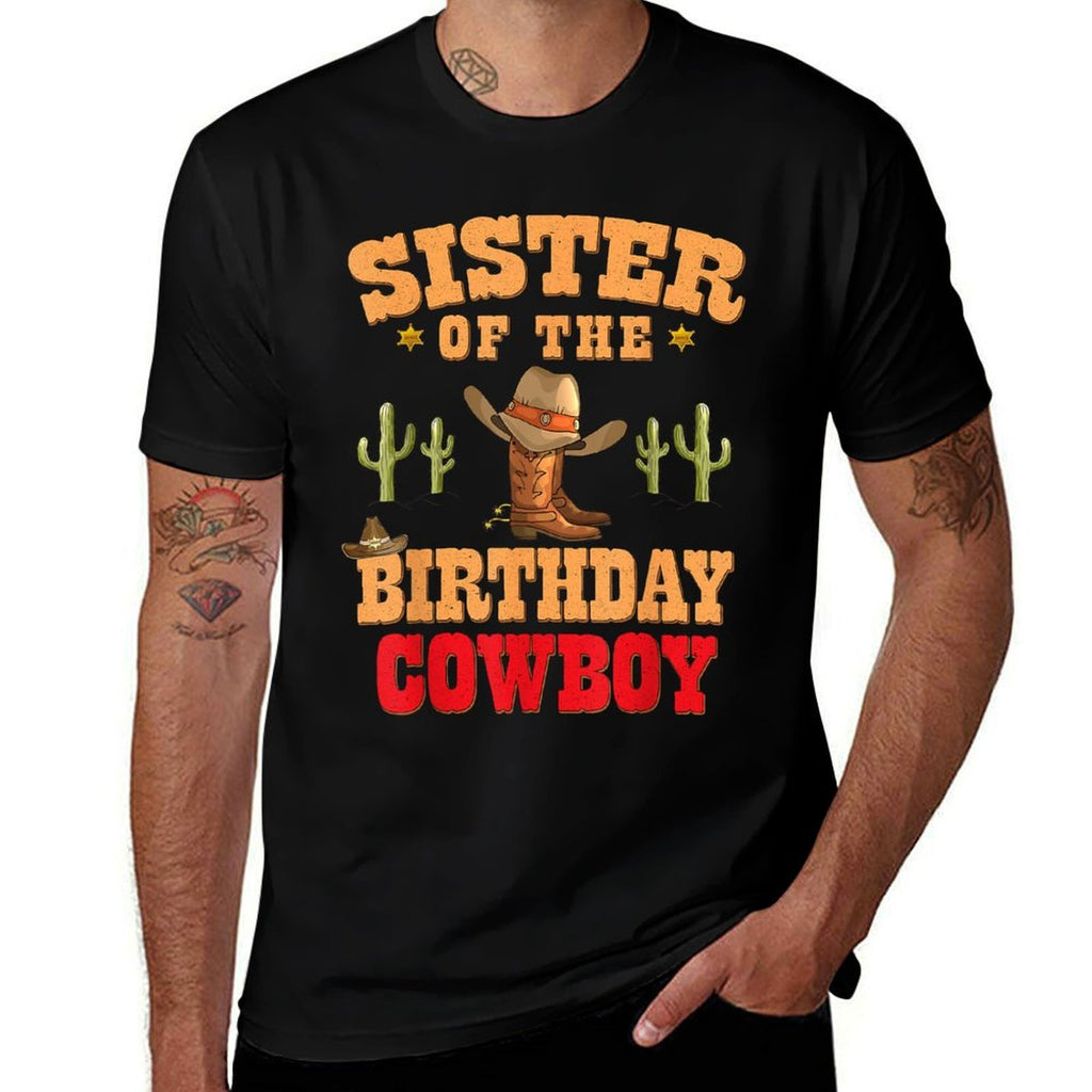Sister of The Birthday Cowboy Themed Birthday Boy Cowboy  Easy-care T-Shirt