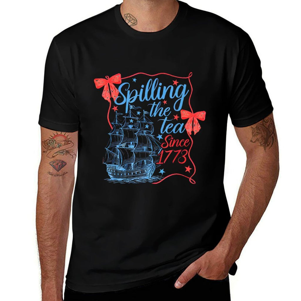Coquette Spilling The Tea Since 1773 4th Of July Mens Womens  Polyester Blend T-Shirt