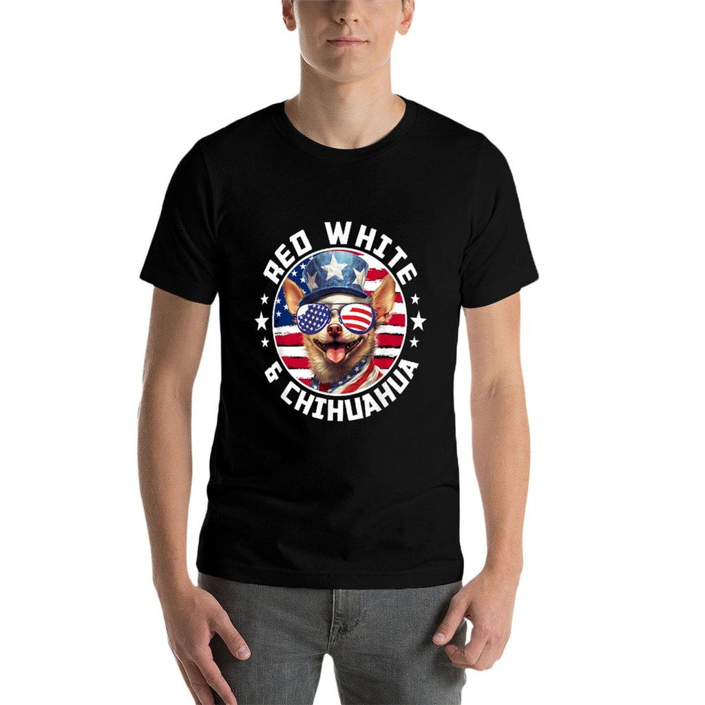4th Of July Dog Funny Patriotic Red, White  Chihuahua Dog  Vintage-inspired T-Shirt