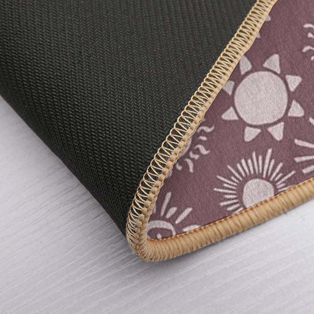 Magical Sun Bohemian Dreamy Aesthetic In Muted Colors Mulberry  Non-Slip Bath Mat