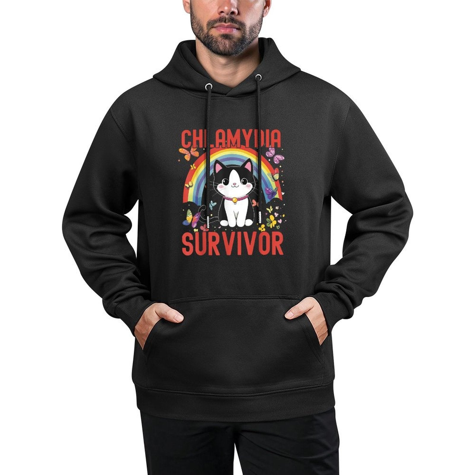 Chlamydia Survivor  Funny Inappropriate  Adult Meme Cat Versatile Streetwear Hoodie
