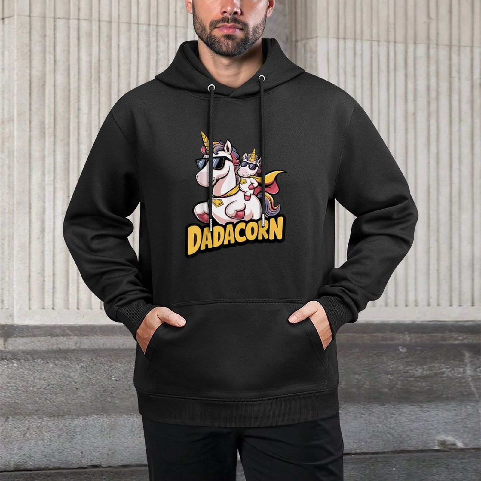 Dadacorn Unicorn Dad And Kid - Best Father's Day Funny Cotton-Polyester Blend Hoodie