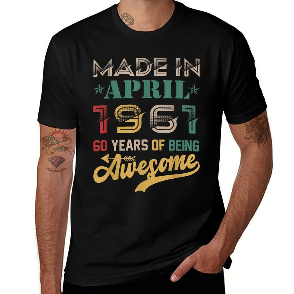 Vintage Retro Made In April 1961 60 Years Old 60th Birthday  Vintage-inspired T-Shirt
