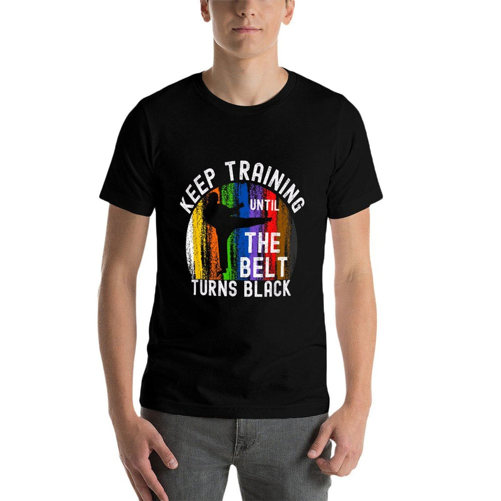 Keep Training Until Belt Turns Black Karate Taekwondo Judo  Lightweight T-Shirt
