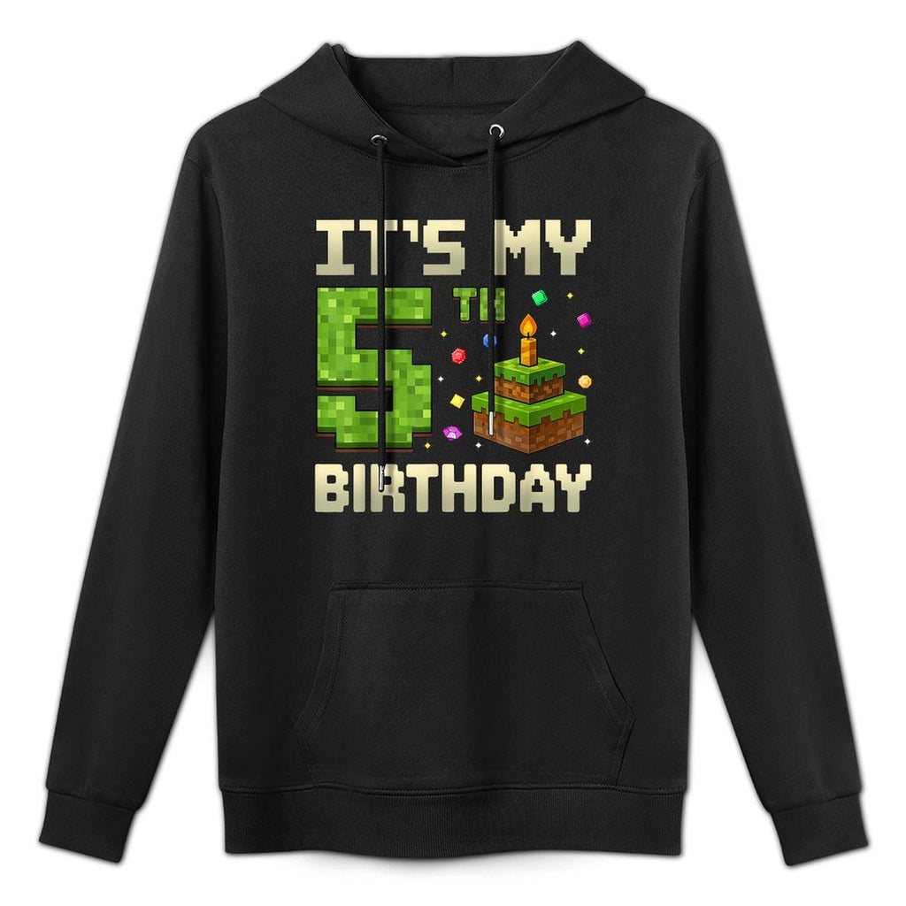 Birthday Boy Its My 5th Birthday Game Pixel Boys Cotton-Polyester Blend Hoodie