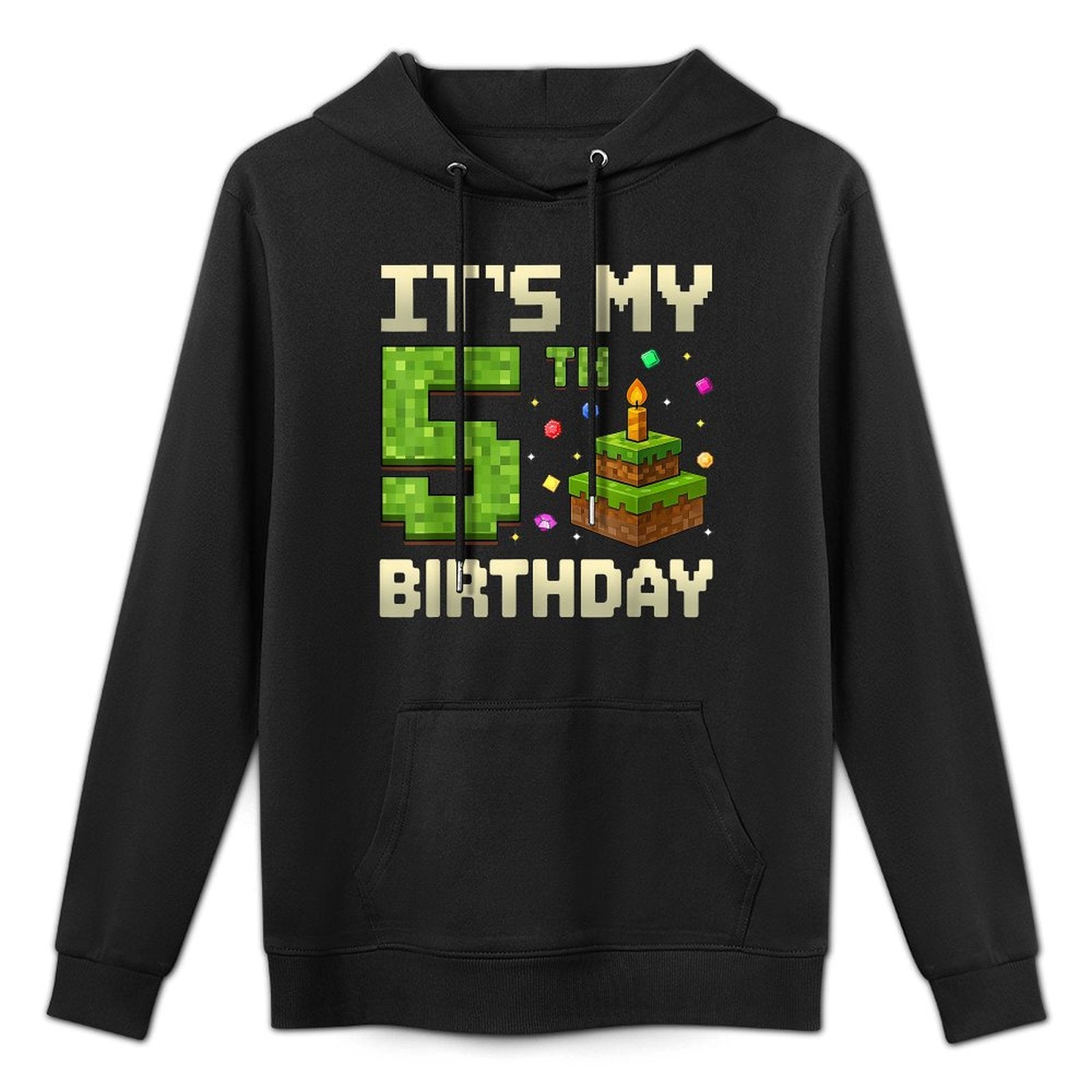 Birthday Boy Its My 5th Birthday Game Pixel Boys Cotton-Polyester Blend Hoodie