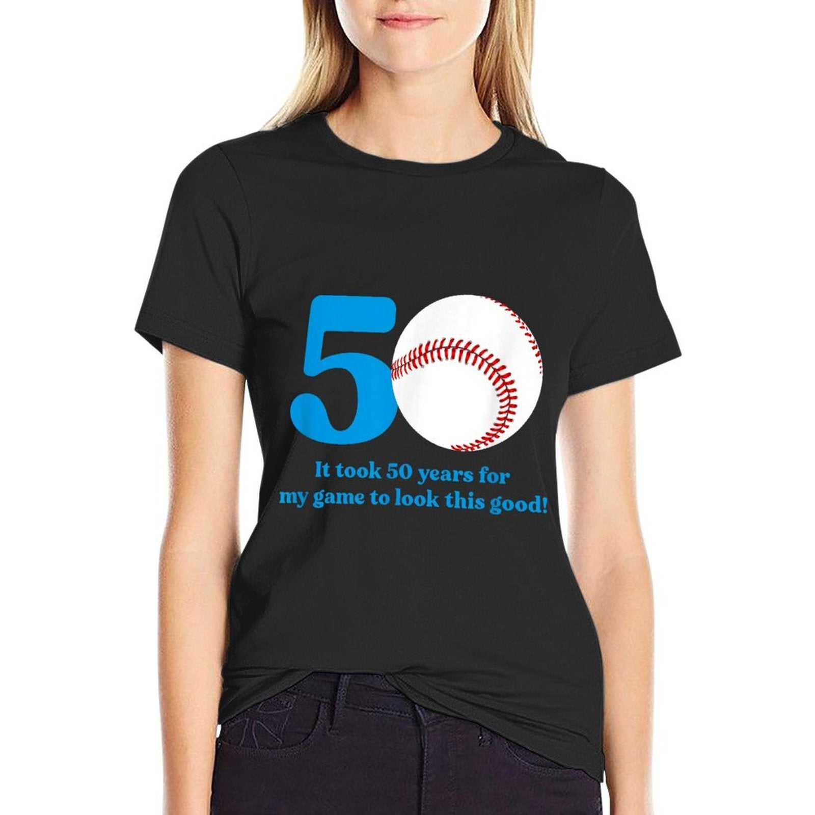 50 Year Old Baseball Player 50th Birthday  Wrinkle-resistant T-Shirt