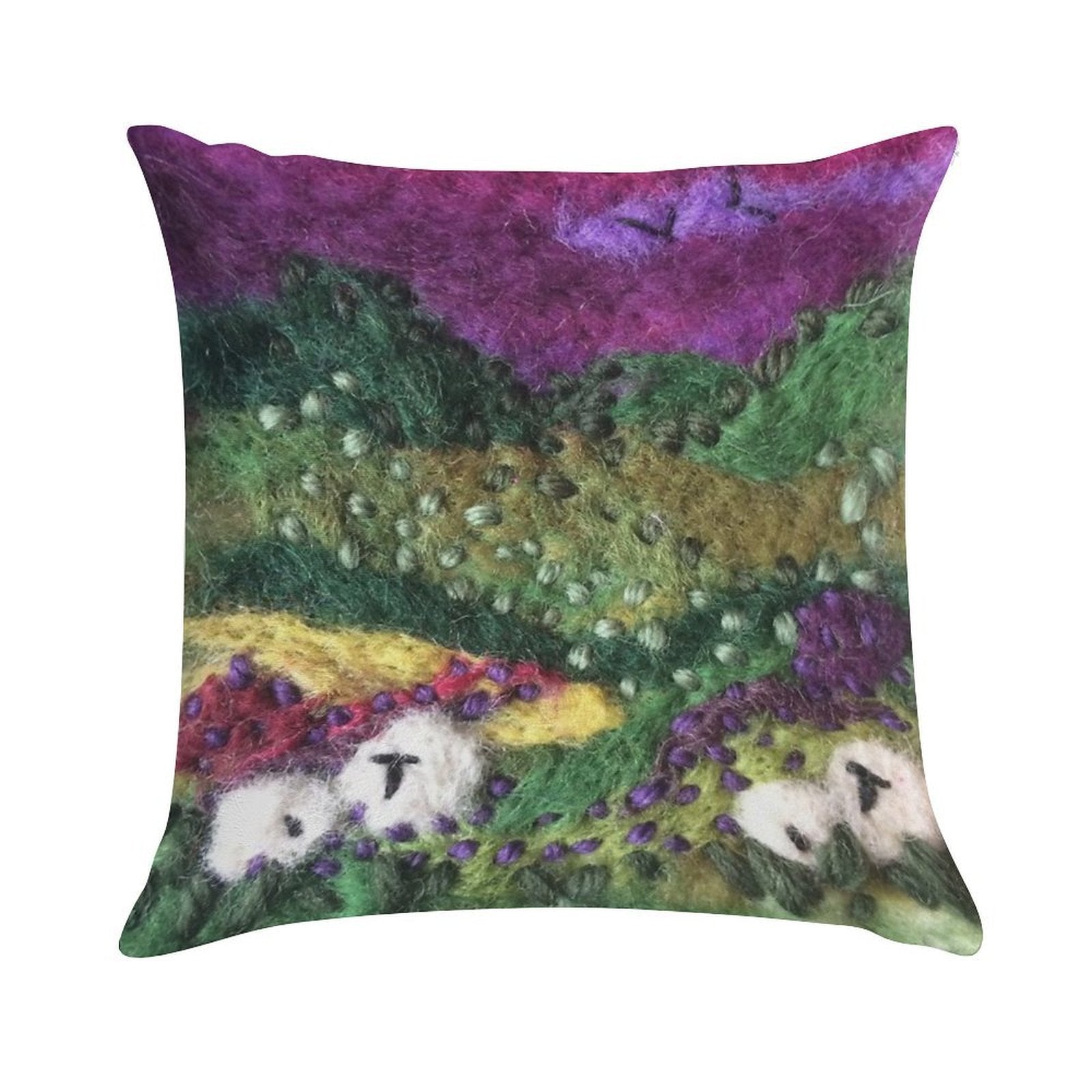 Print ONLY - North York Moors Felted Textile Art Soft Hidden Zipper Throw Pillow