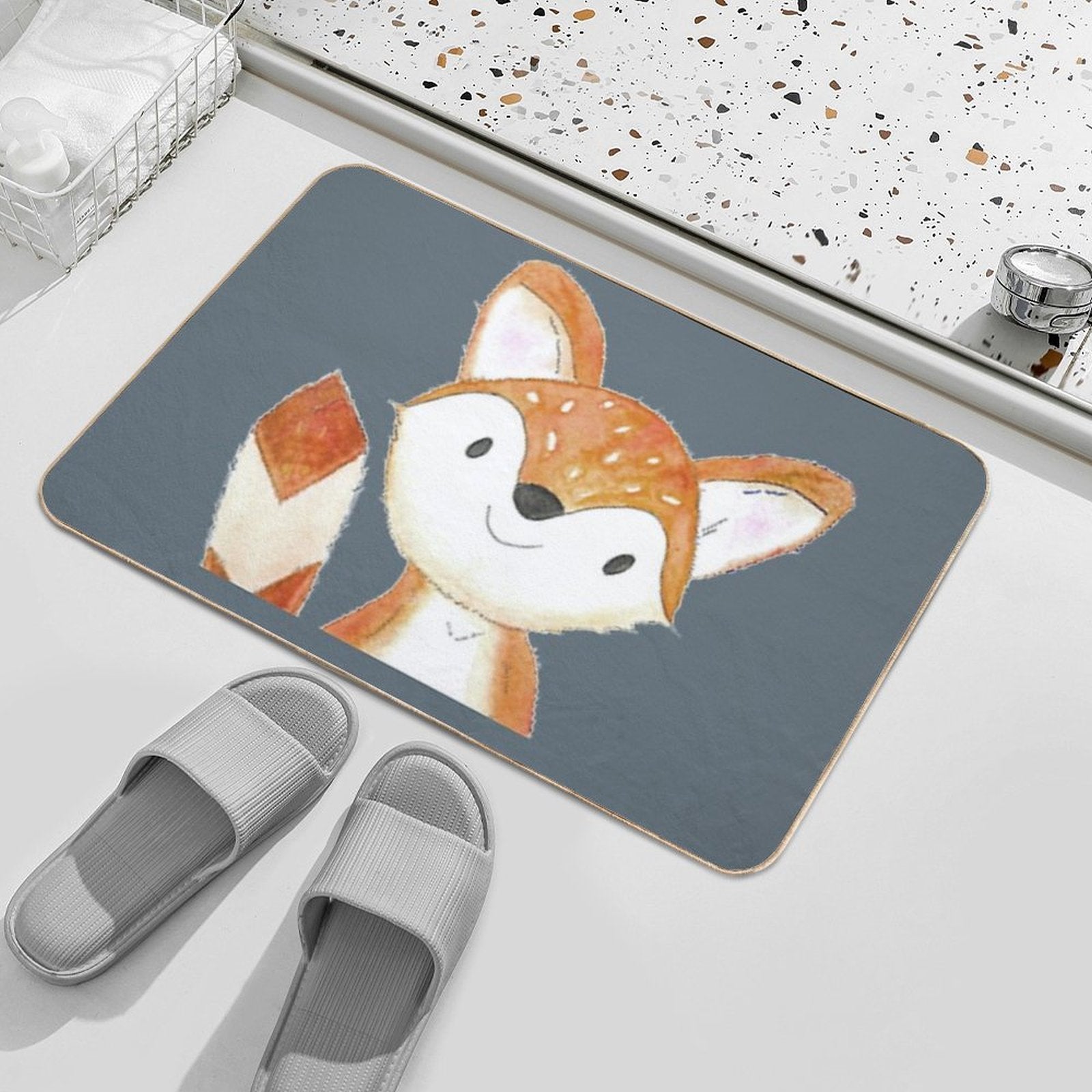 Little Fox Smiling  Easy To Clean Bath Mat