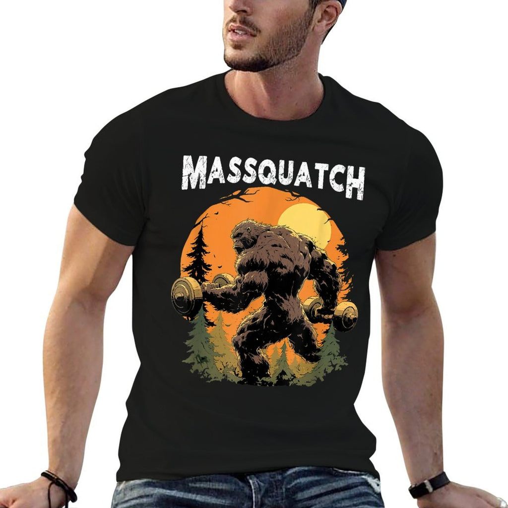 Hairy Animal Workout Merch Bigfoot Massquatch Funny Sasquatch Workout Gym Weightlifter  Easy-care T-Shirt