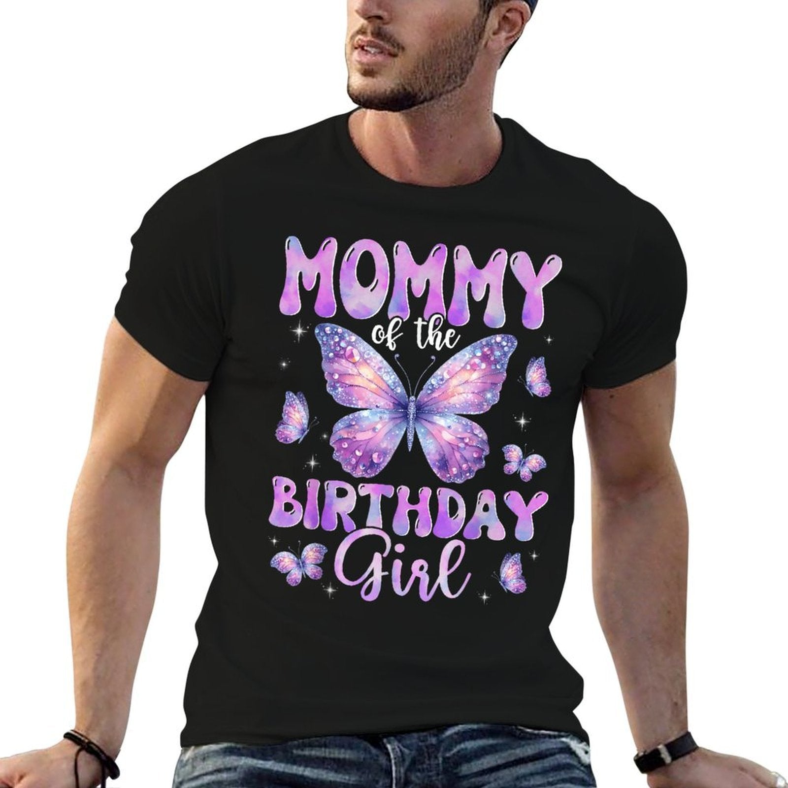Mommy Of The Birthday Girl Butterfly Family Matching  Wrinkle-resistant T-Shirt