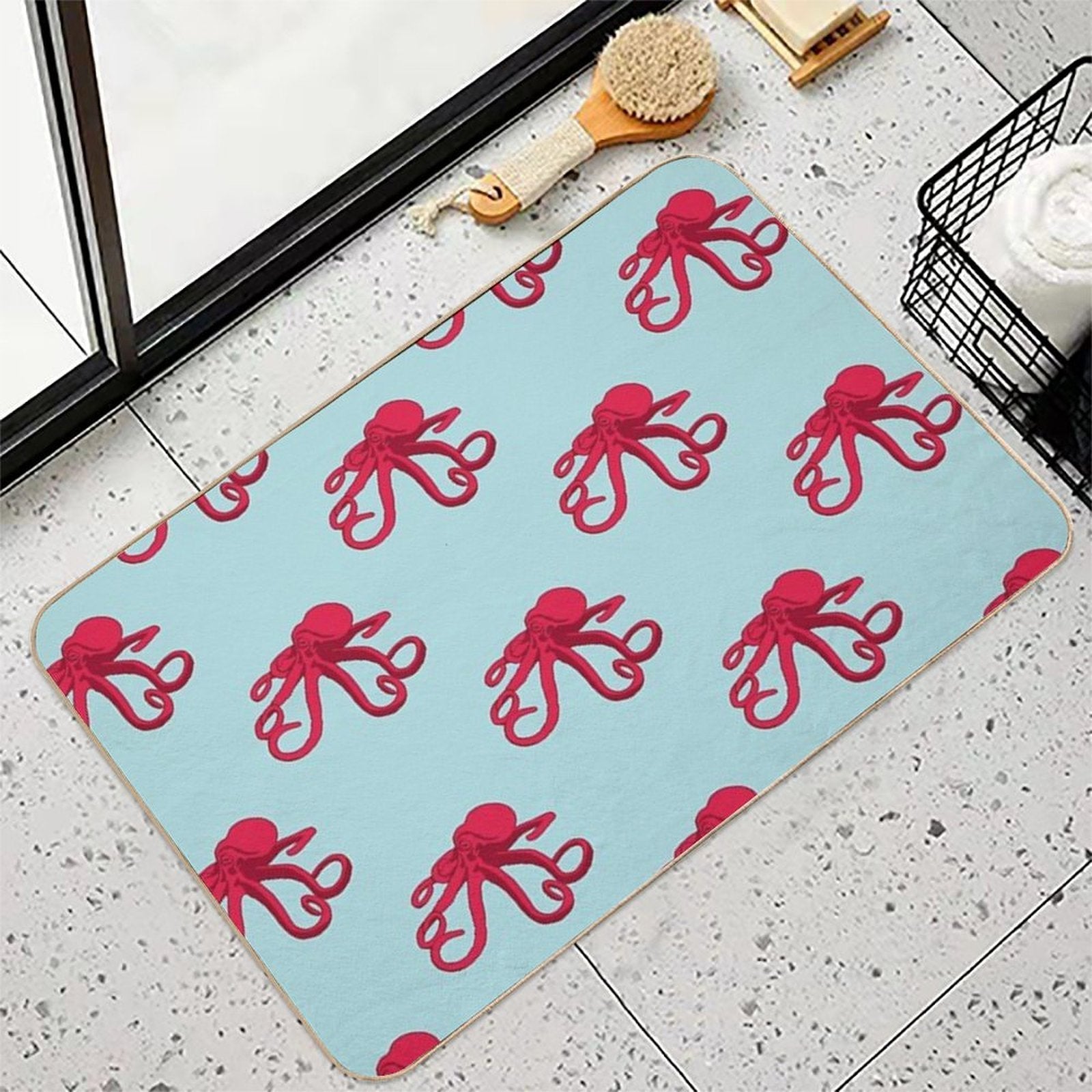 Red Octopus  Long-Lasting Bath Mat