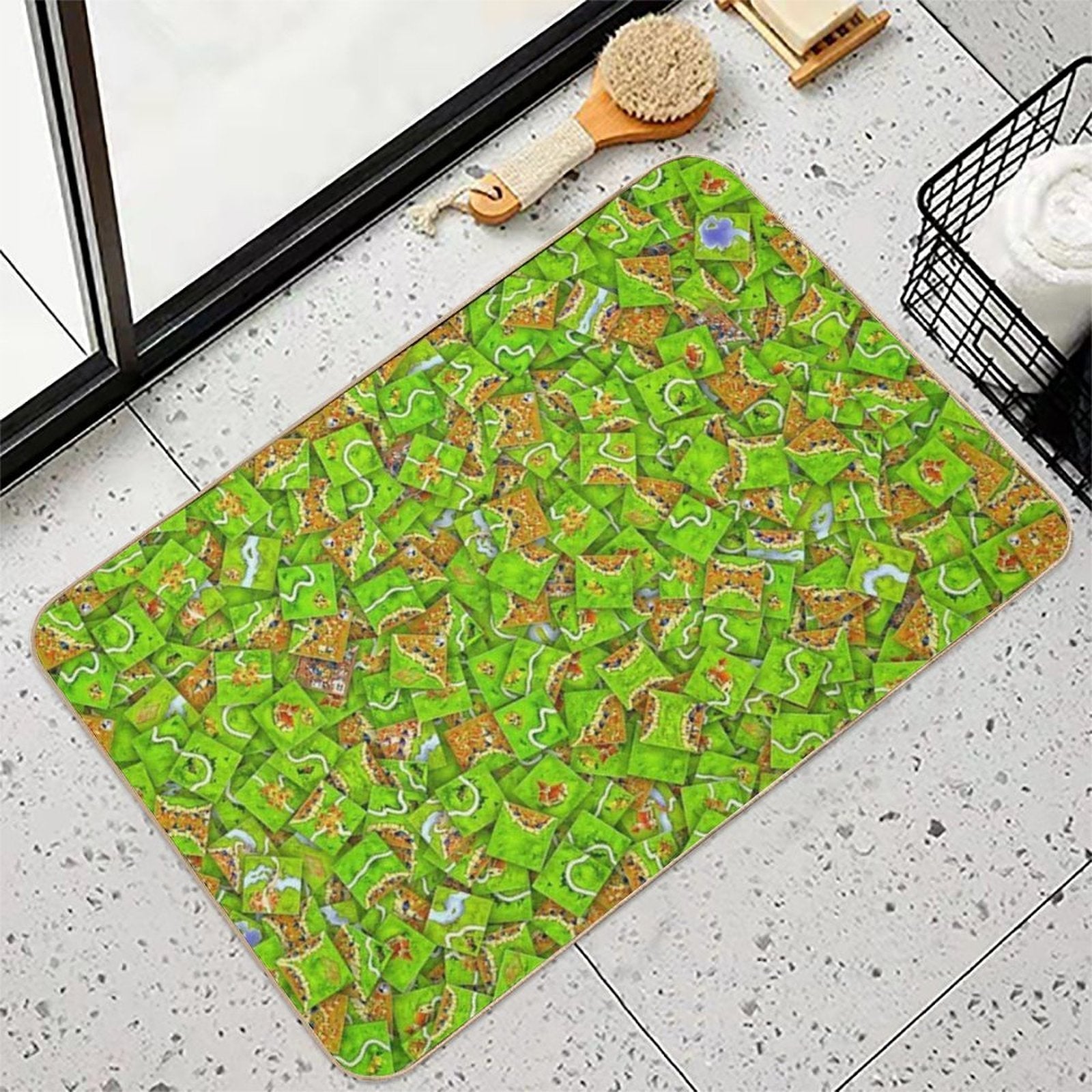 Carcassonne Tiles  Easy To Clean Bath Mat