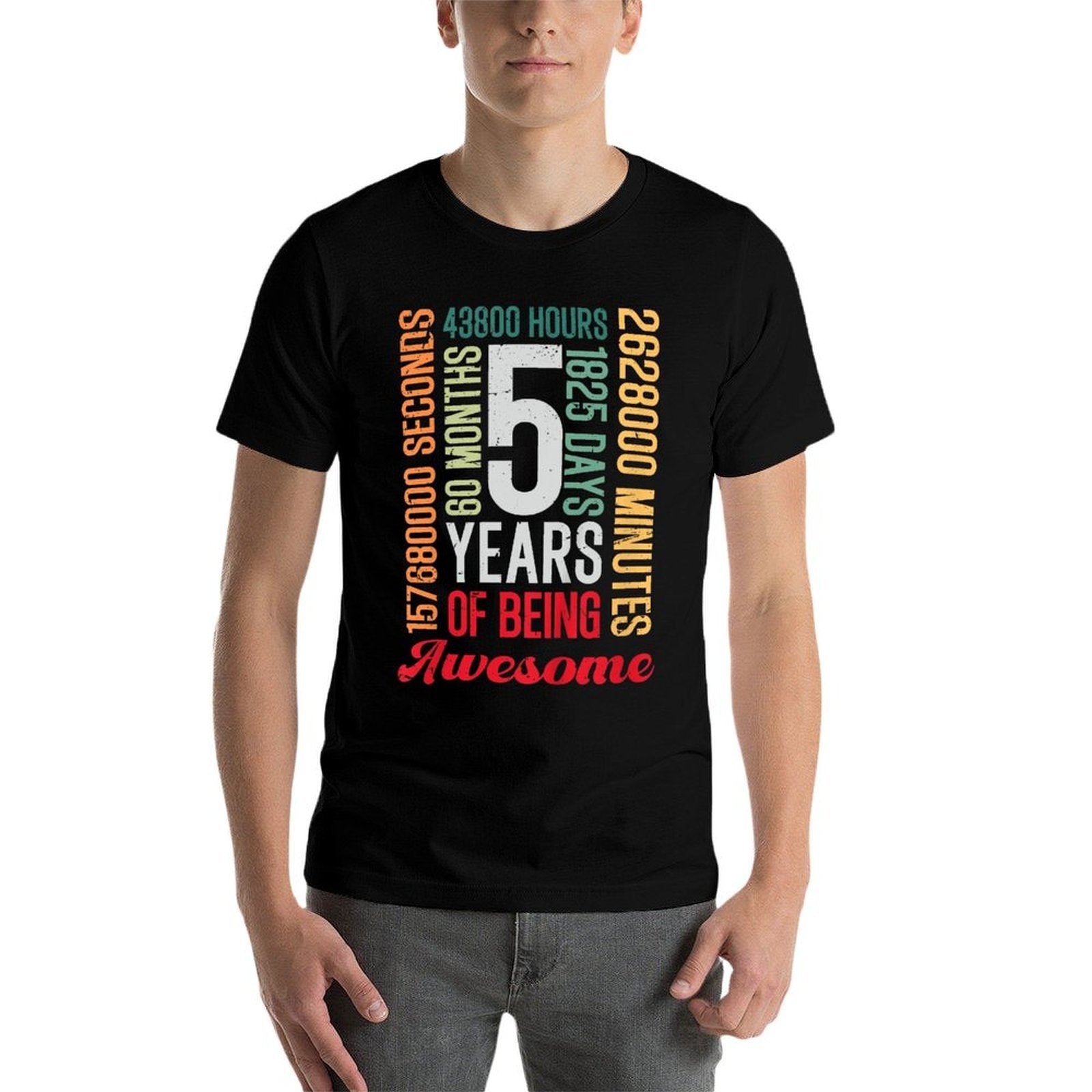 Kids 5th Birthday 5 Years Old Vintage Retro 60 Months Boy Girl  Stretchy T-Shirt
