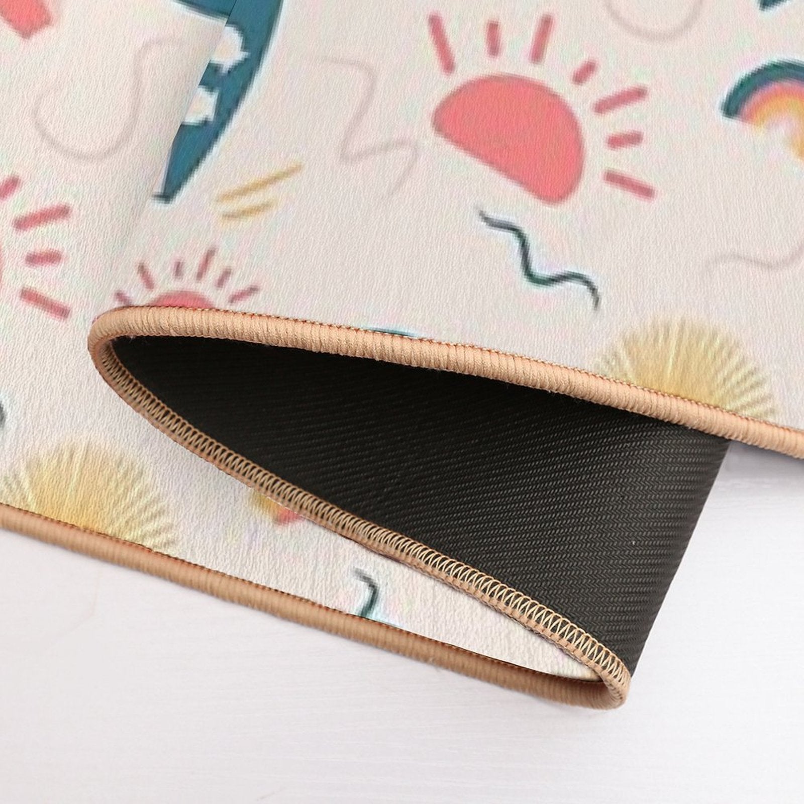 Summer Pattern - Surf, Sun And Rainbow!  Stain-Proof Bath Mat