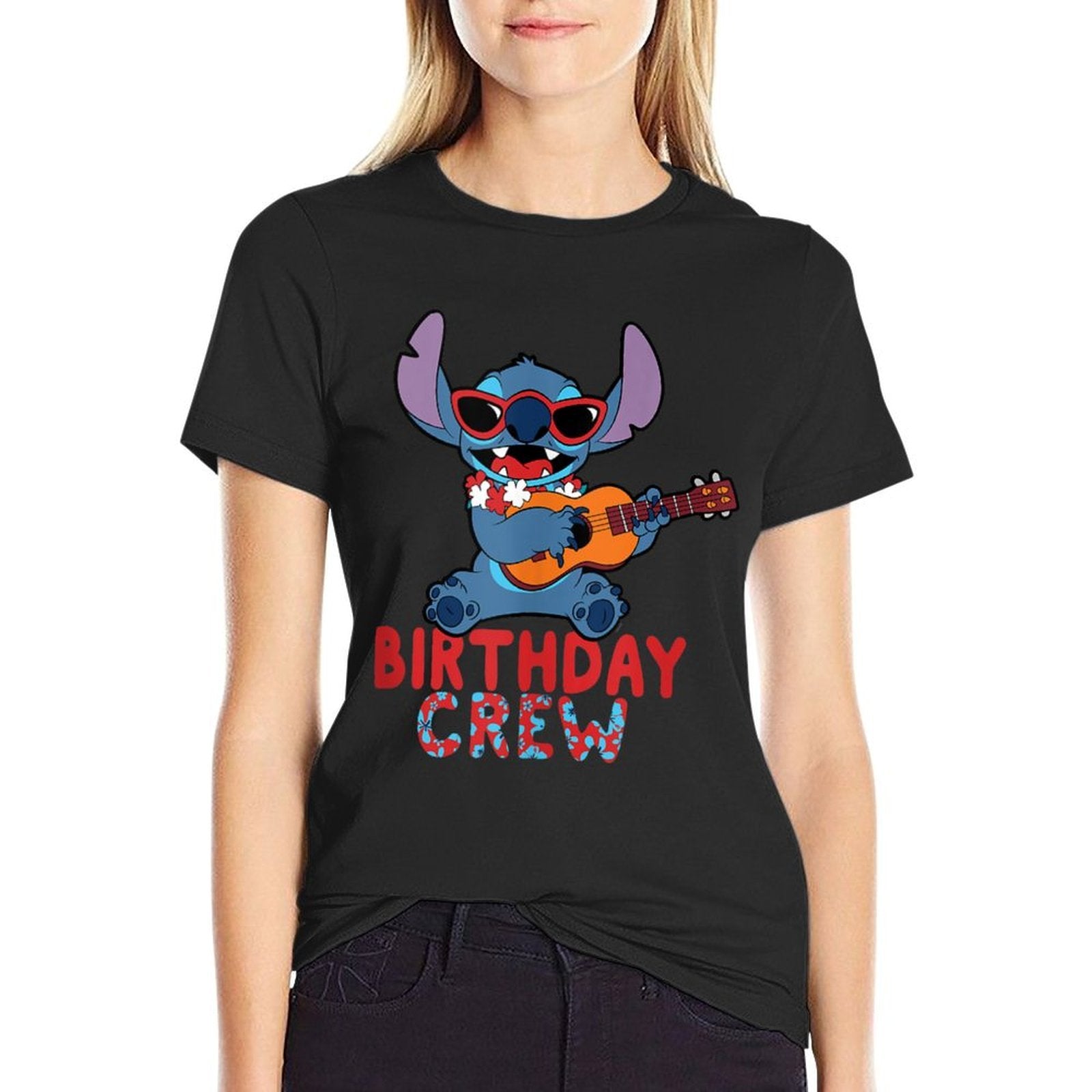 Disney Lilo & Stitch Tropical Birthday Crew Party Matching  Trendy Pattern T-Shirt