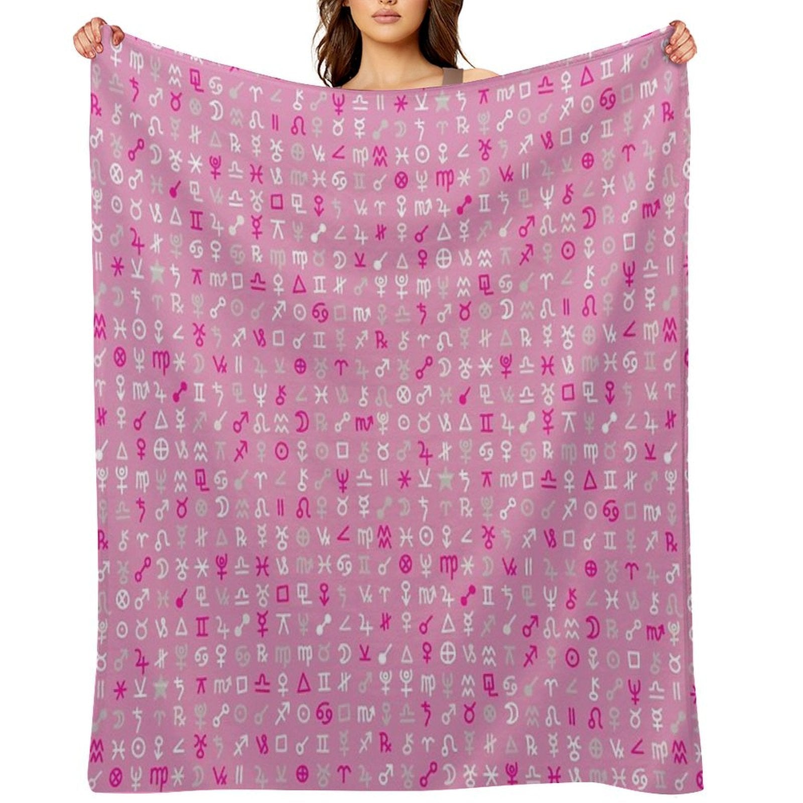 Astrology Symbols And Signs Pink Pattern Wrinkle-free Throw Blanket