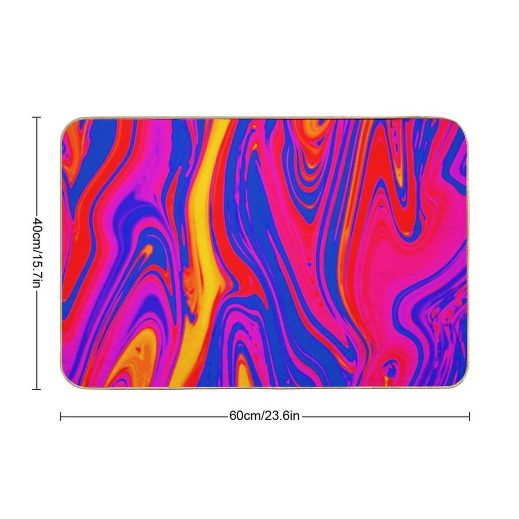 Psychedelic Liquid Marble Swirls  Eco-Friendly Bath Mat