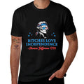 4th July Bitches Love Independence Thomas Jefferson Founding Premium  Ribbed Collar T-Shirt
