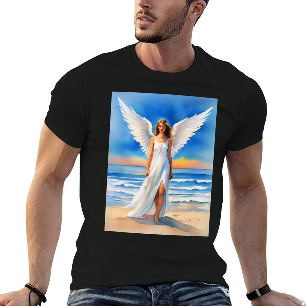 Angel on The Beach at Twilight Premium  Easy-care T-Shirt