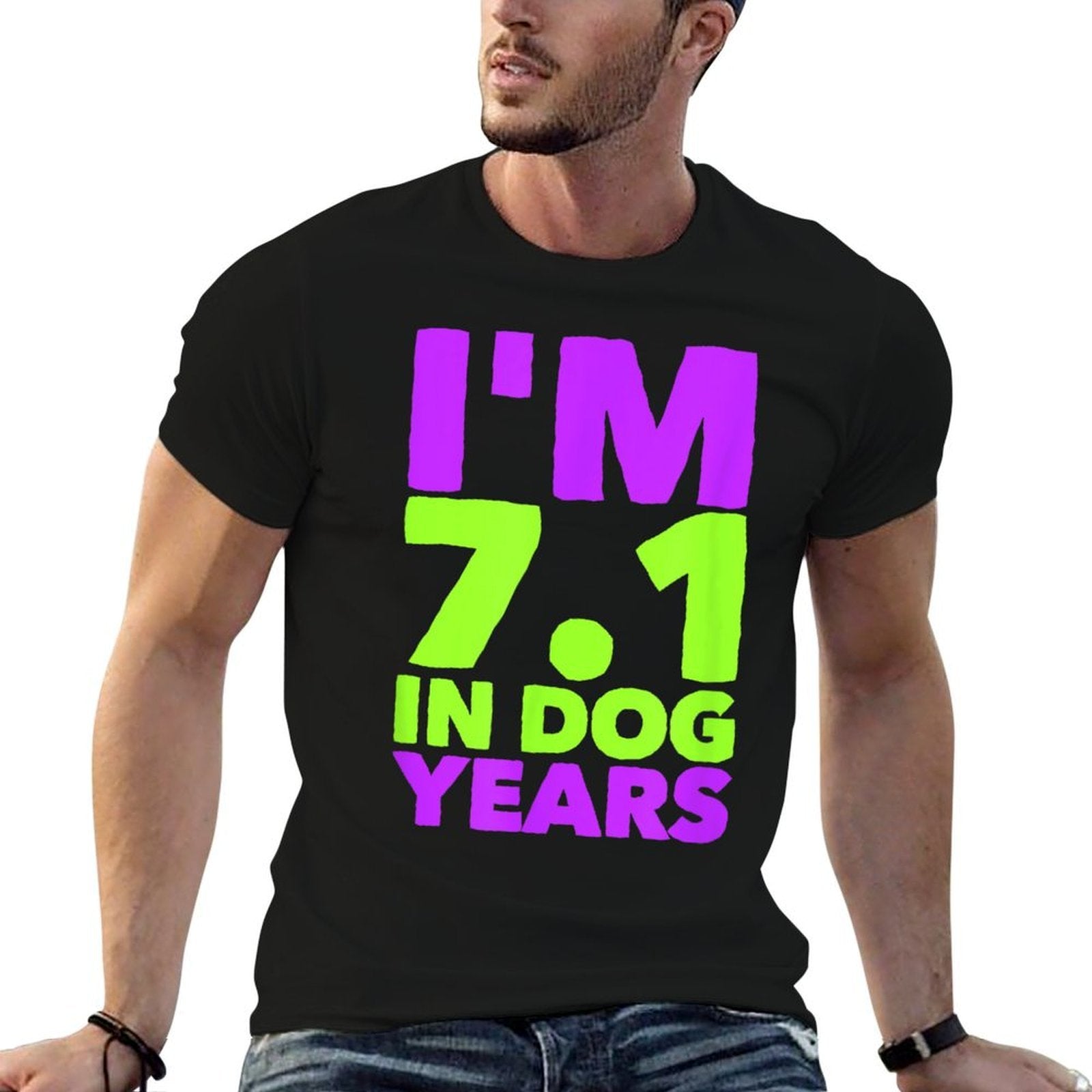 7.1 in Dog Years. Funny 50th Birthday Shirt  Heathered Texture T-Shirt