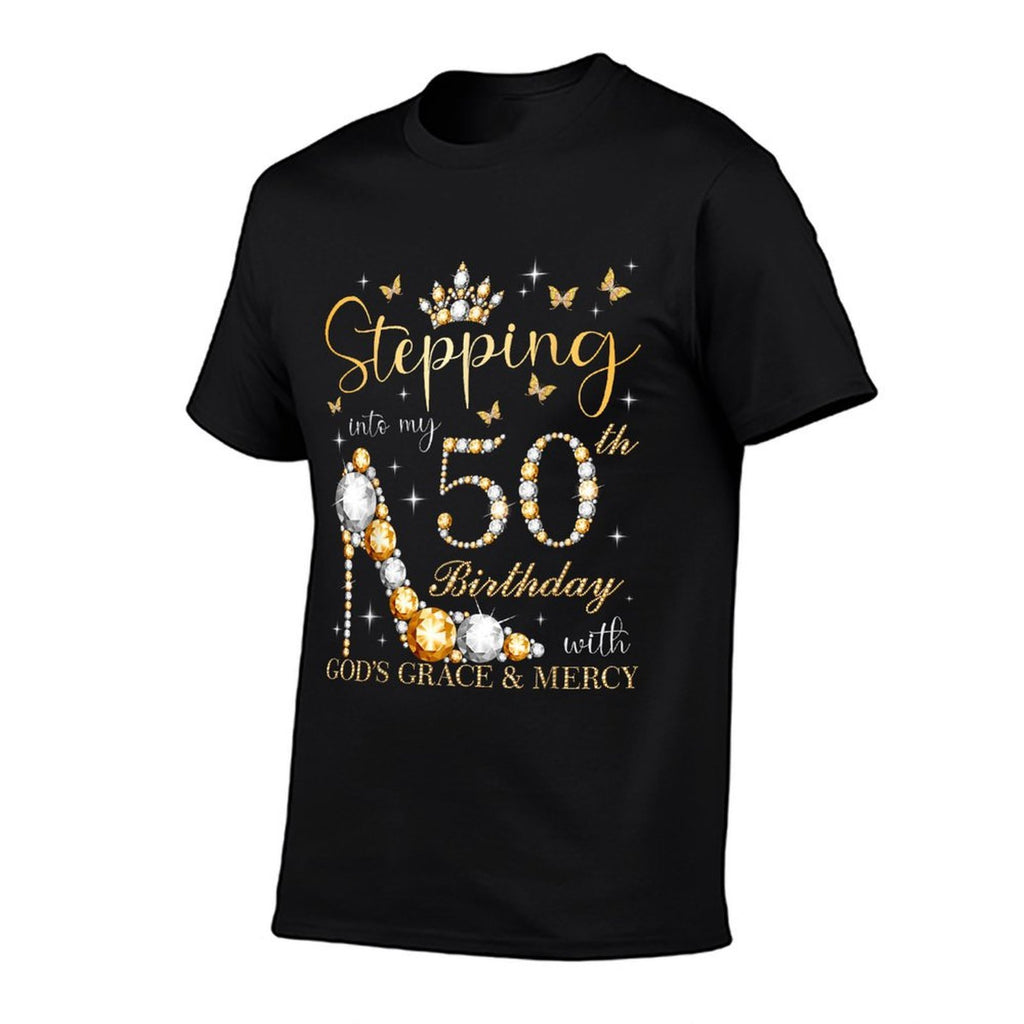 Stepping Into My 50th Birthday With God's Grace & Mercy  Oversized Silhouette T-Shirt