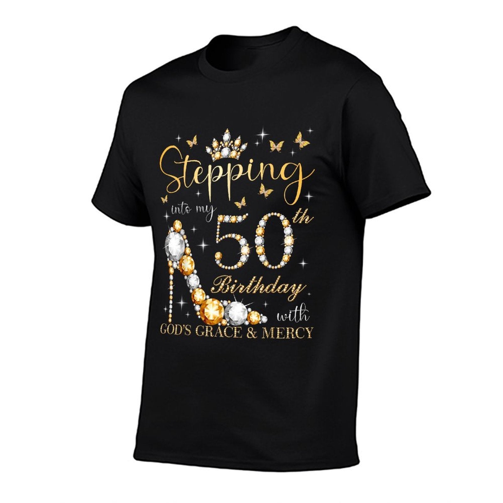 Stepping Into My 50th Birthday With God's Grace & Mercy  Oversized Silhouette T-Shirt