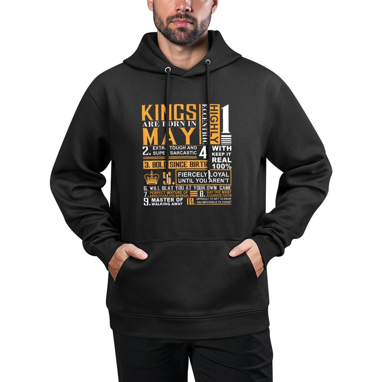 May Birthday Gifts - Kings Are Born In May Shrink-Resistant Hoodie