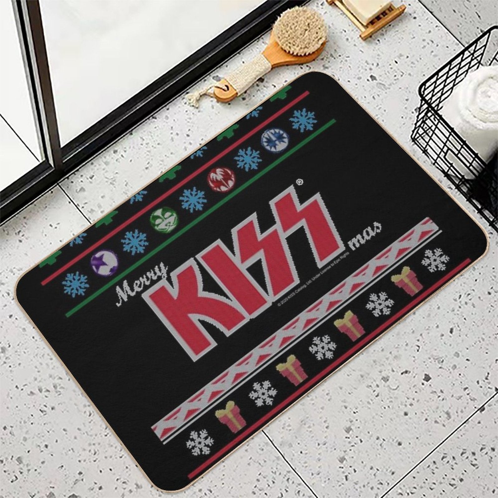 KISS ® The Band - Merry KissMas Ugly Sweater Durable Bath Mat