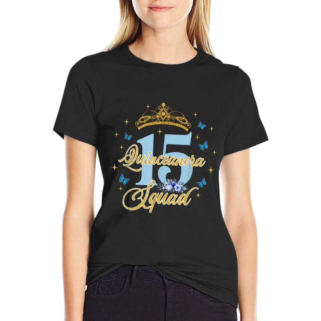 Quinceanera Squad T-shirt Mis Quince Anos 15th Birthday Girl  Soft T-Shirt