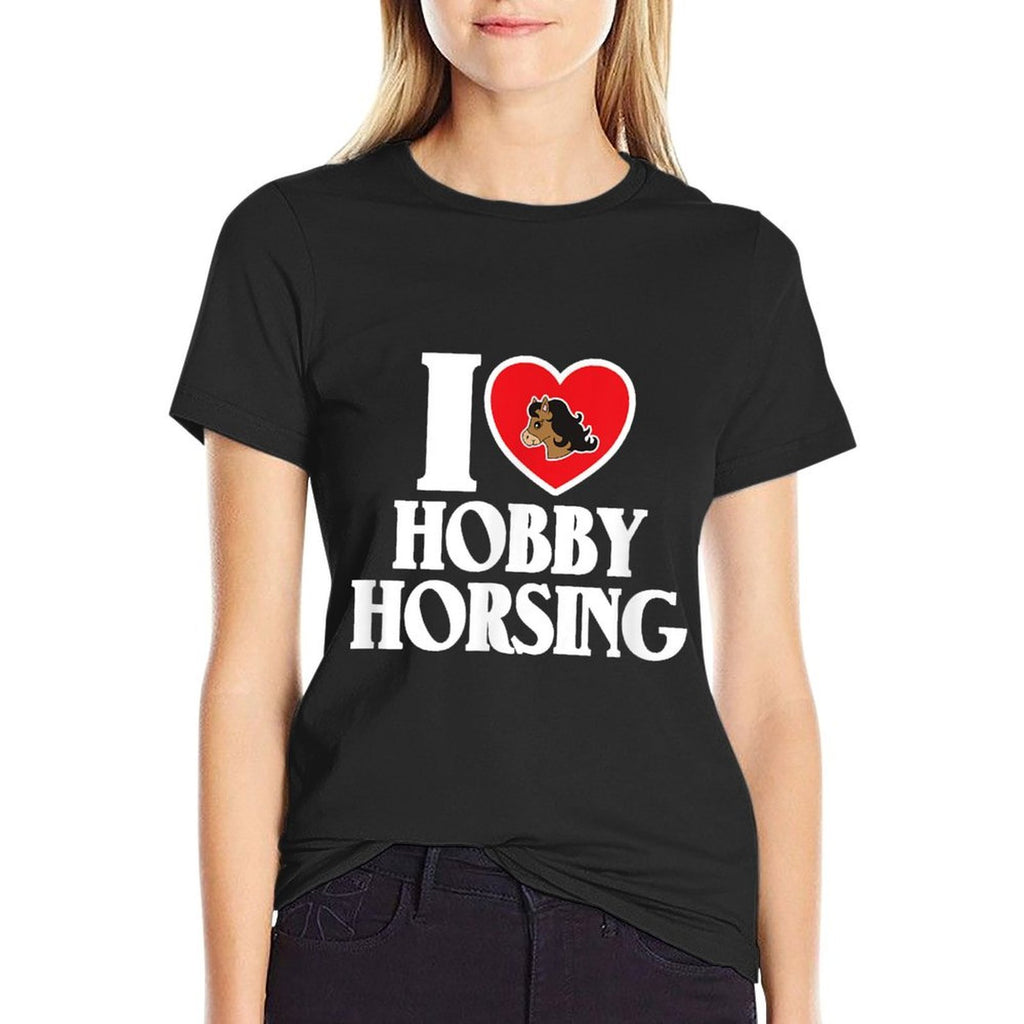 I Love Hobby Horsing Heart Horse Sock Riding Champion  Wrinkle-resistant T-Shirt