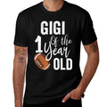 Gigi Of The 1 Year Old Football 1st Year Down Birthday  Trendy Pattern T-Shirt