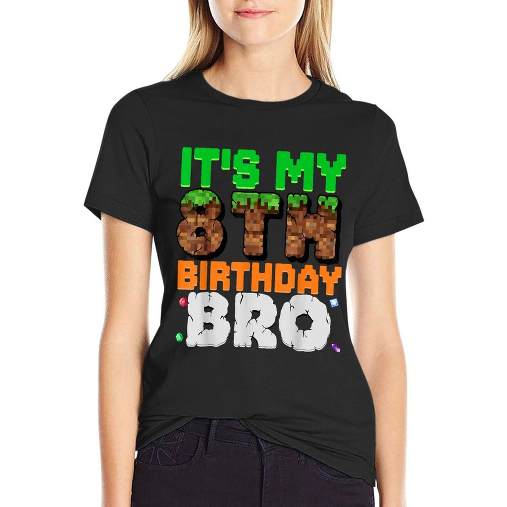 It's My 8th Birthday Bro Pixel Game 8 Year Old Birthday Boy  Versatile T-Shirt