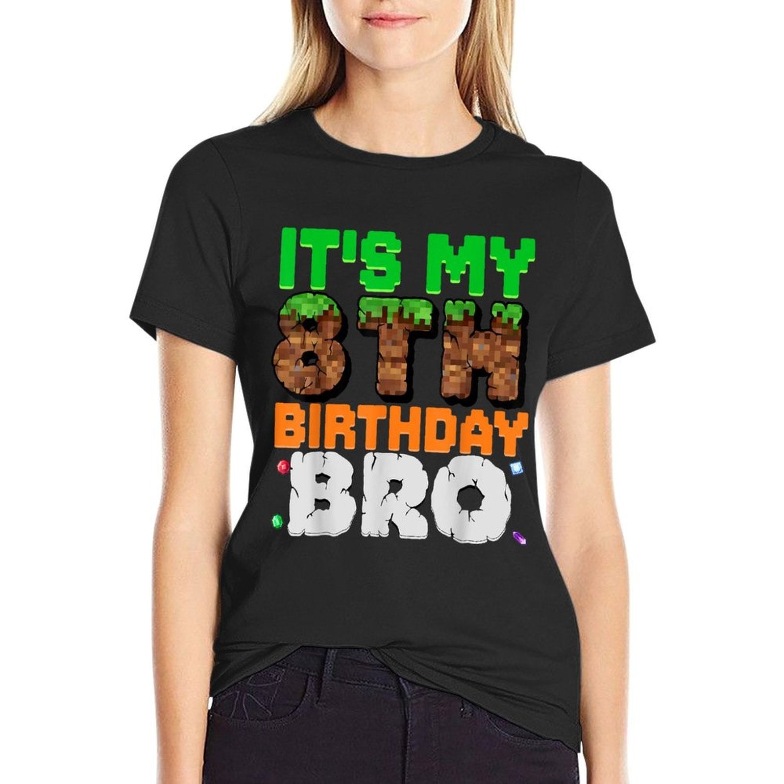 It's My 8th Birthday Bro Pixel Game 8 Year Old Birthday Boy  Versatile T-Shirt
