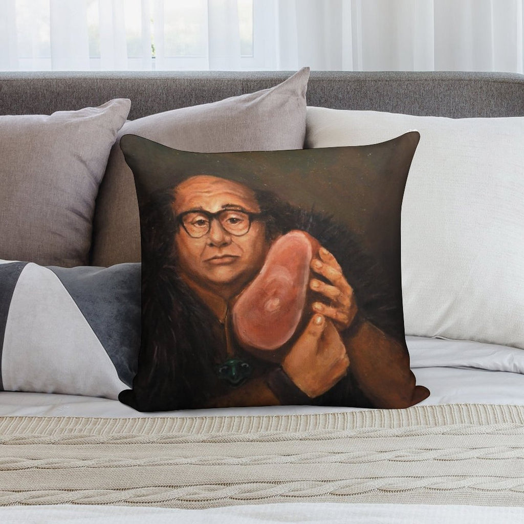 Danny Devito And His Beloved Ham Soft Short Plush Fabric Throw Pillow