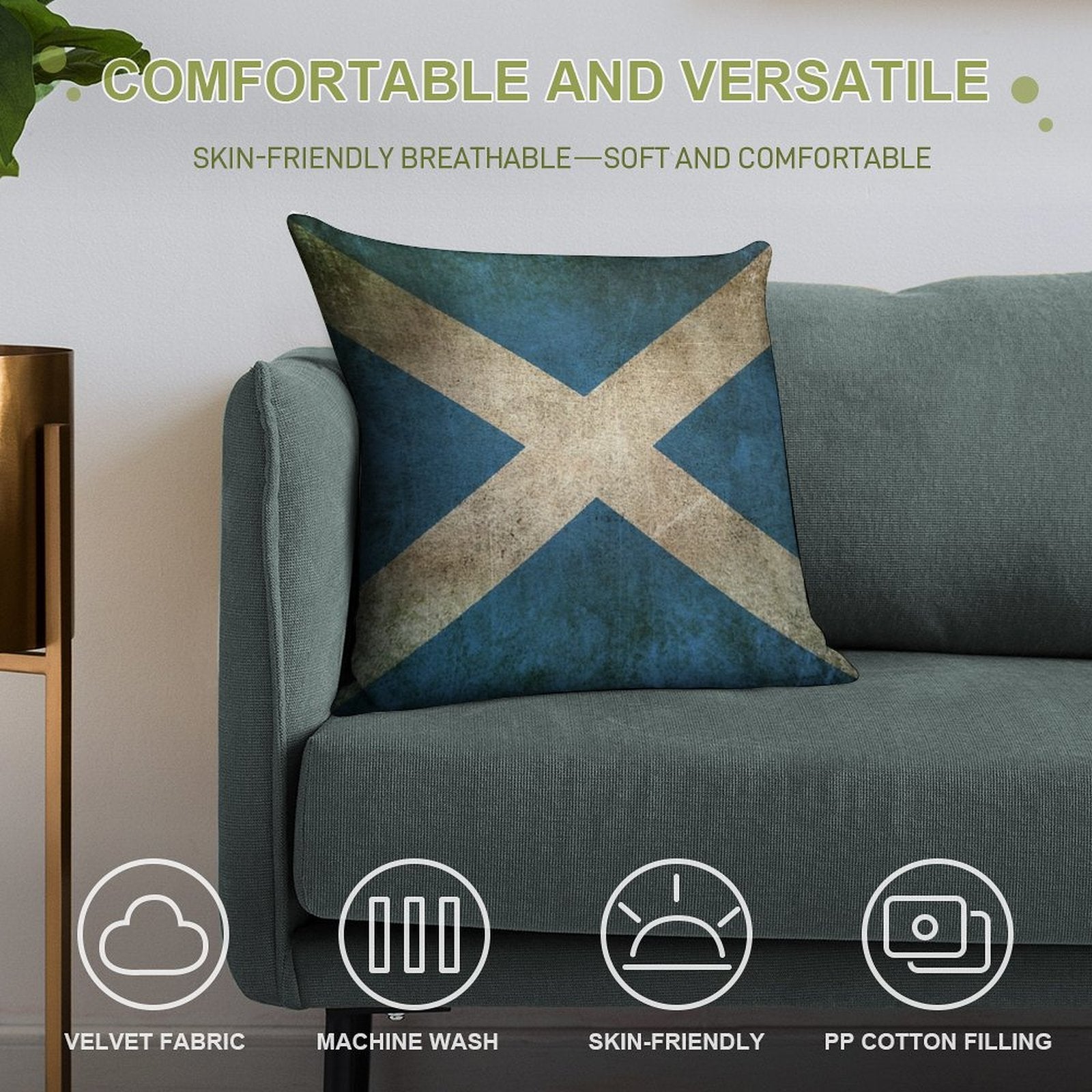Old And Worn Distressed Vintage Flag of Scotland Soft Luxury Feel Throw Pillow