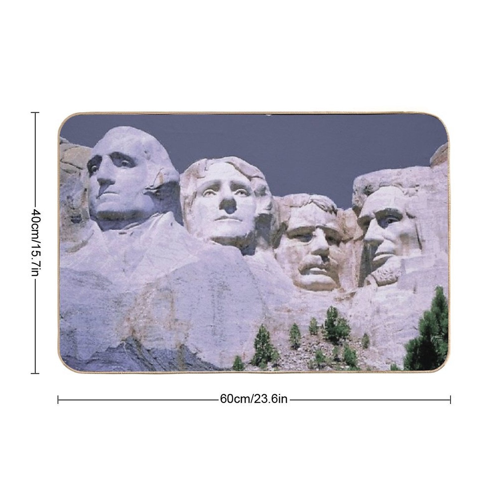 MOUNT RUSHMORE; Presidents Sculpture Vintage Print  Anti-Trip Bath Mat
