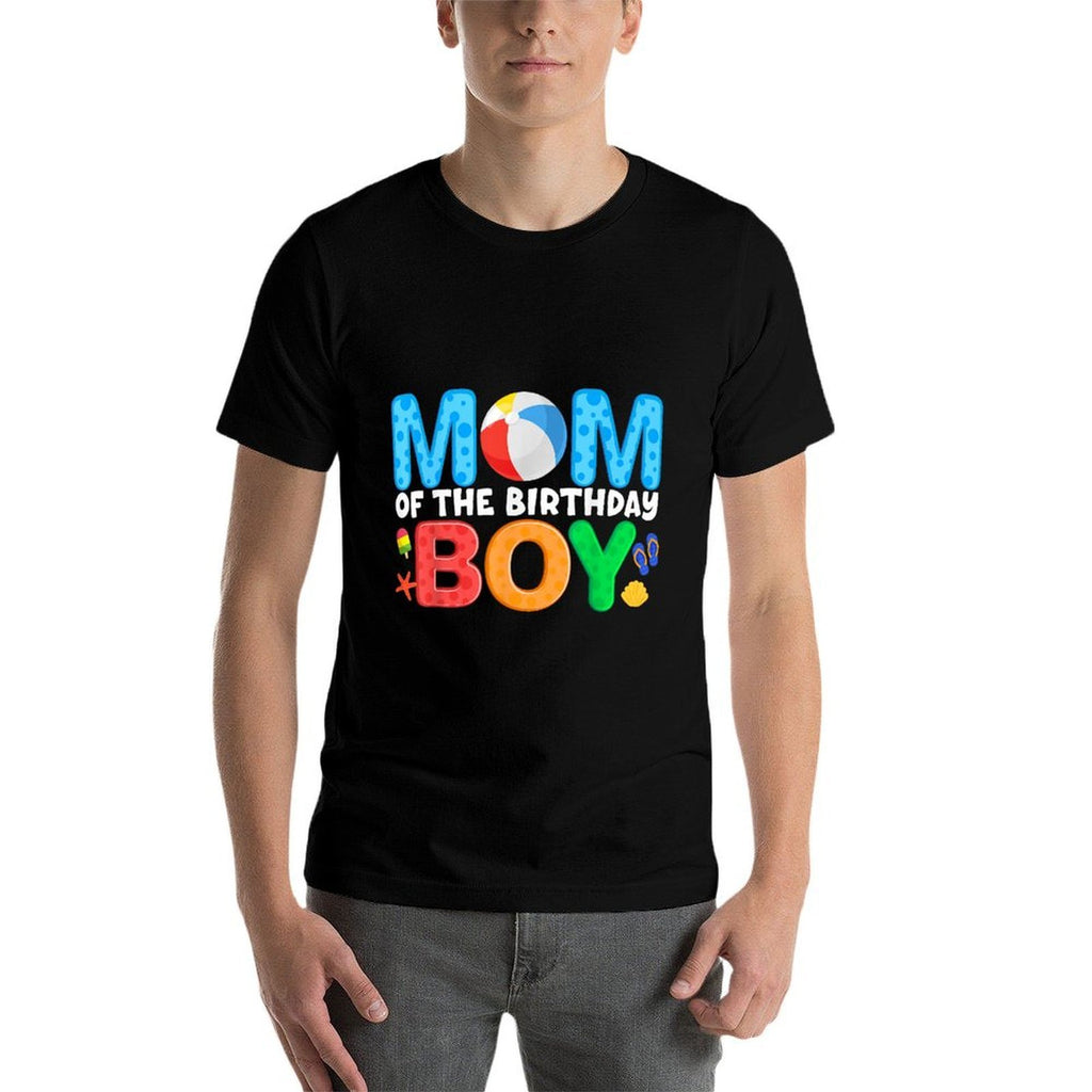 Mom Birthday Boy Kids Beach Ball Theme Party Pool Matching  Cotton T-Shirt