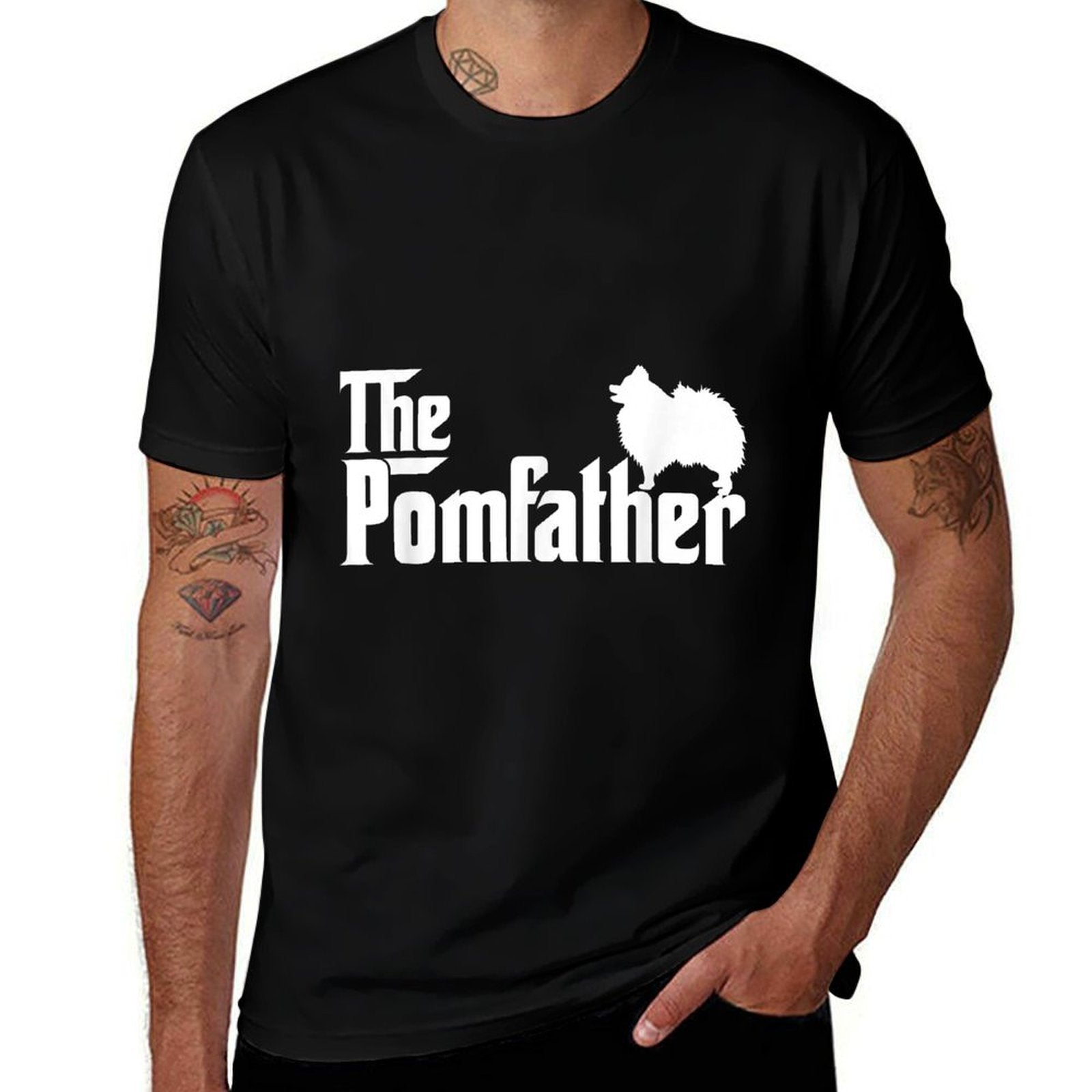 Mens Funny Pomeranian Father Dad The Pom Father Dog Lover  Lightweight T-Shirt