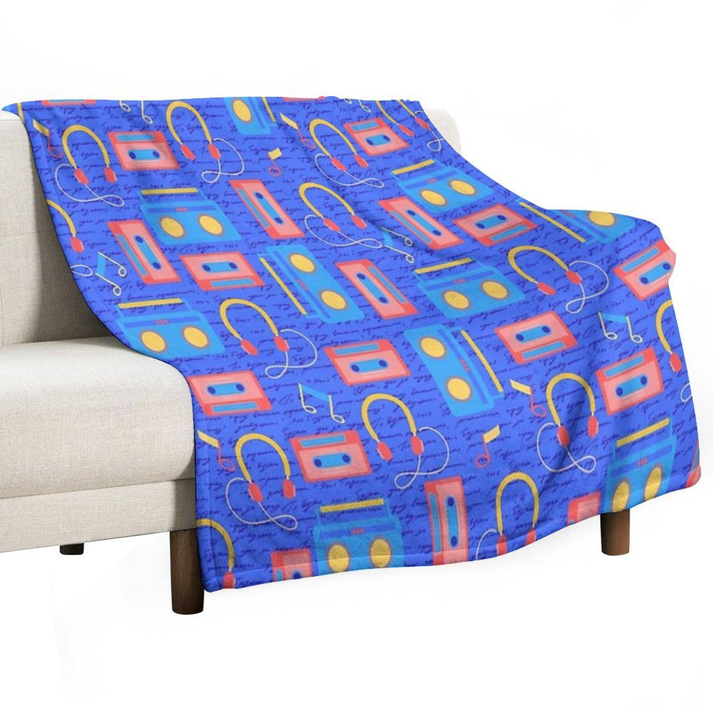 Cool Retro Music Travel-friendly Throw Blanket