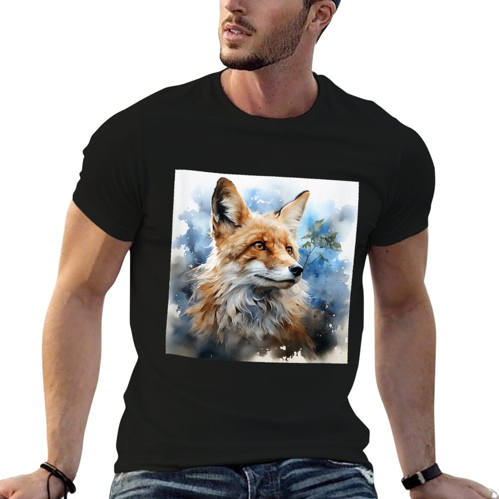 Fox Watercolor Illustration Graphic  Affordable Price T-Shirt