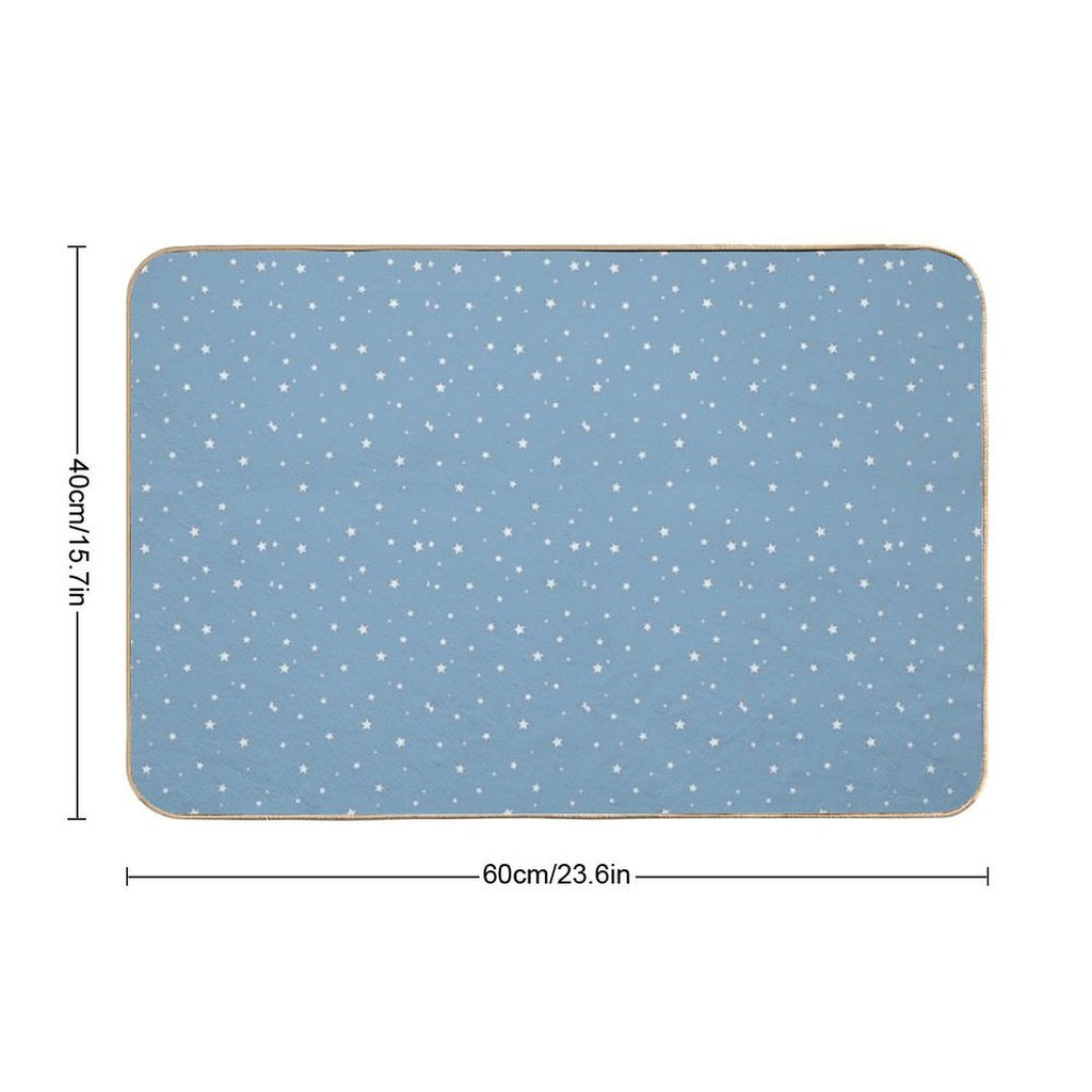 White Stars with Blue Background  Non-Slip Bath Mat