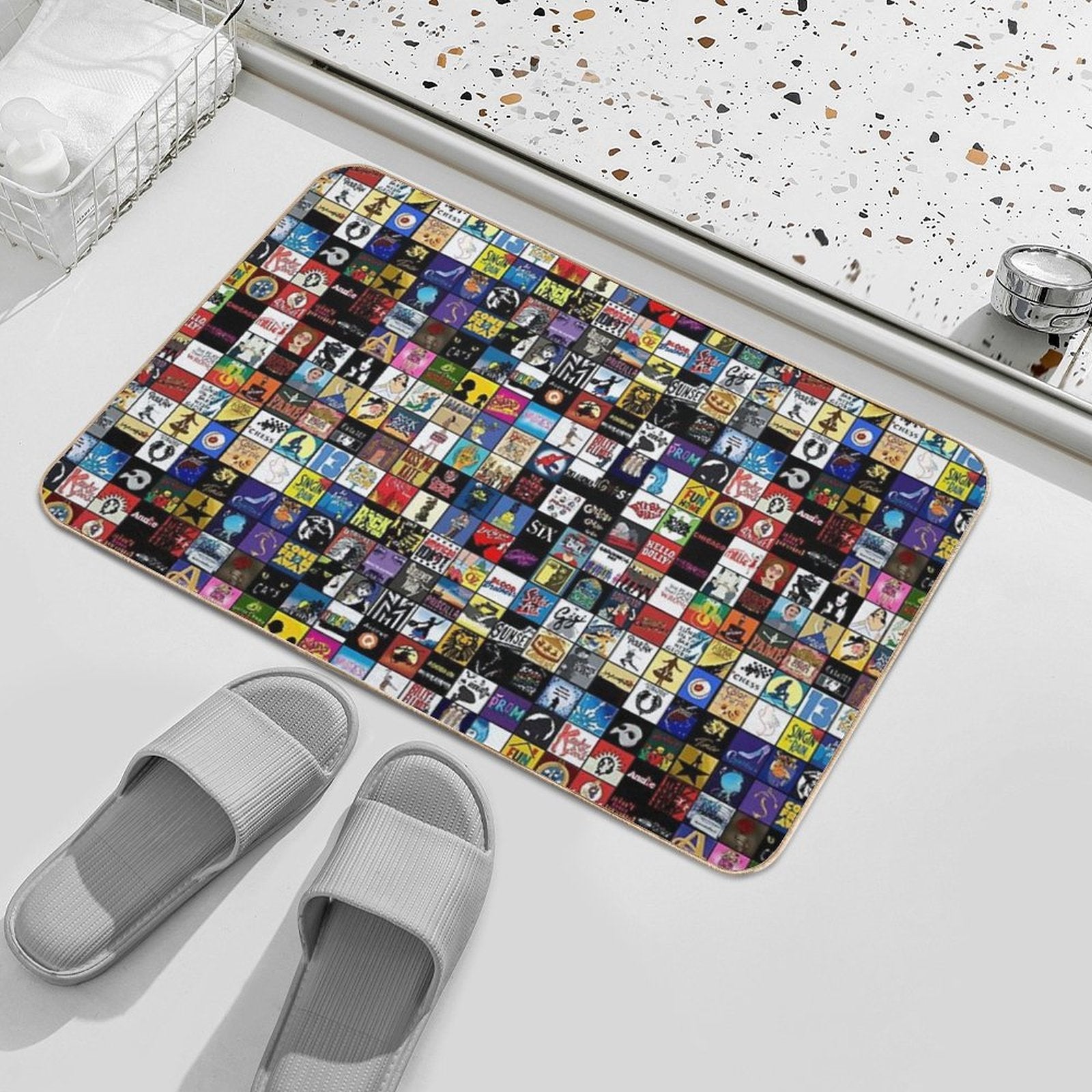 Broadway Musical Theatre Logos - Hand Drawn  Repositionable Bath Mat