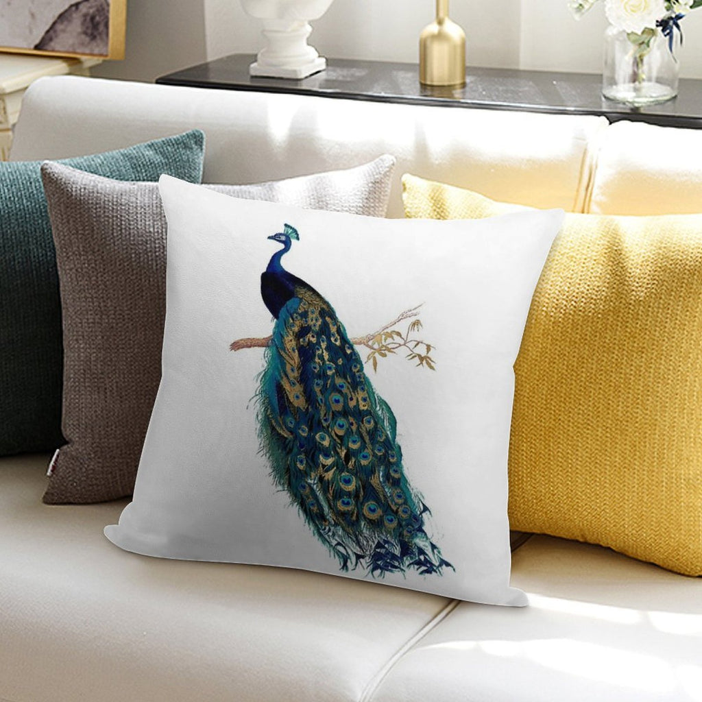 Vintage Peacock Soft Shrink-Resistant Throw Pillow