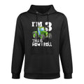 Green Farm Tractor 3rd Birthday Party Gift 3 Year Old Machine Washable Hoodie